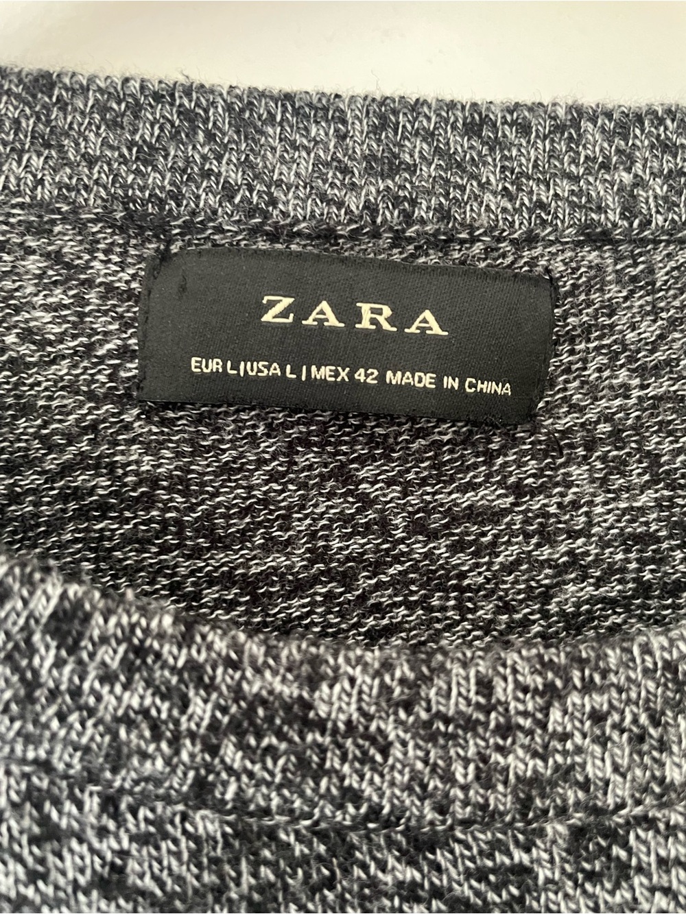 ZARA Marled Black and White Crewneck Sweater